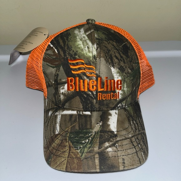 BLUELINE Rental Camouflage & Orange Trucker Snapback Hat - Picture 2 of 11